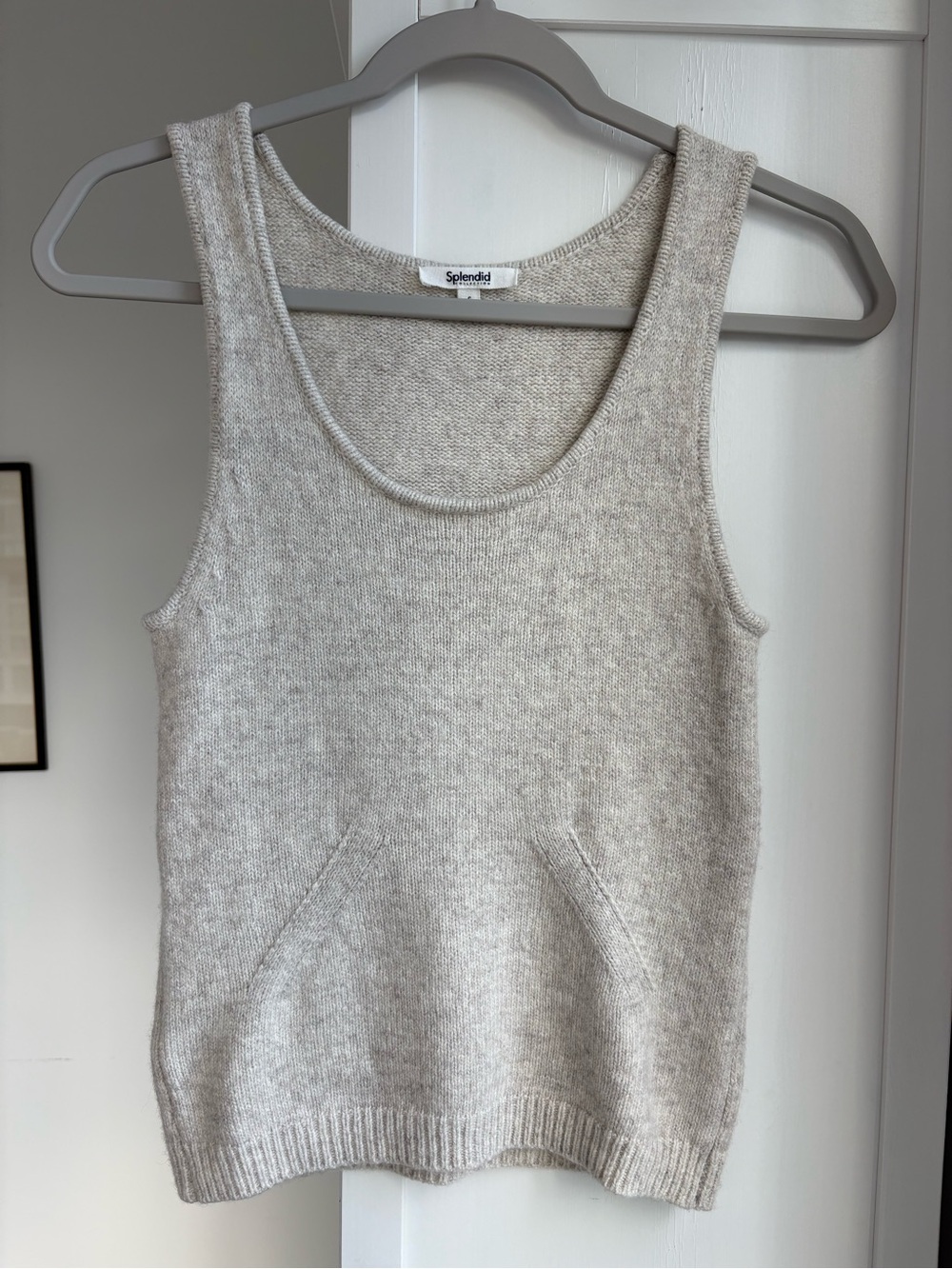 Splendid Cashmere Oatmeal Scoop Neck Knit Tank, Size Small Luxe Minimalism - Picture 6 of 6